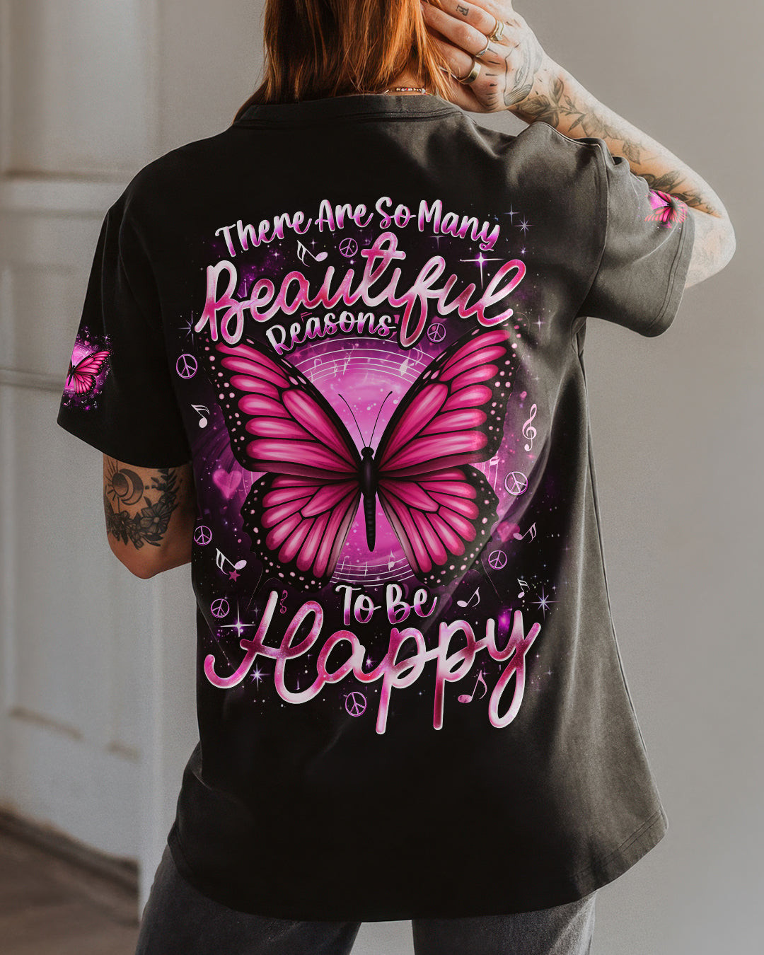 Butterfly There Are So Many Beautiful Reasons To Be Happy T-Shirt Outfit Gift For Sisters