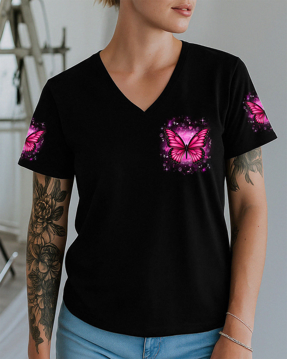 Butterfly There Are So Many Beautiful Reasons To Be Happy V-Neck T-Shirt Gift For Best Tie - Image 2