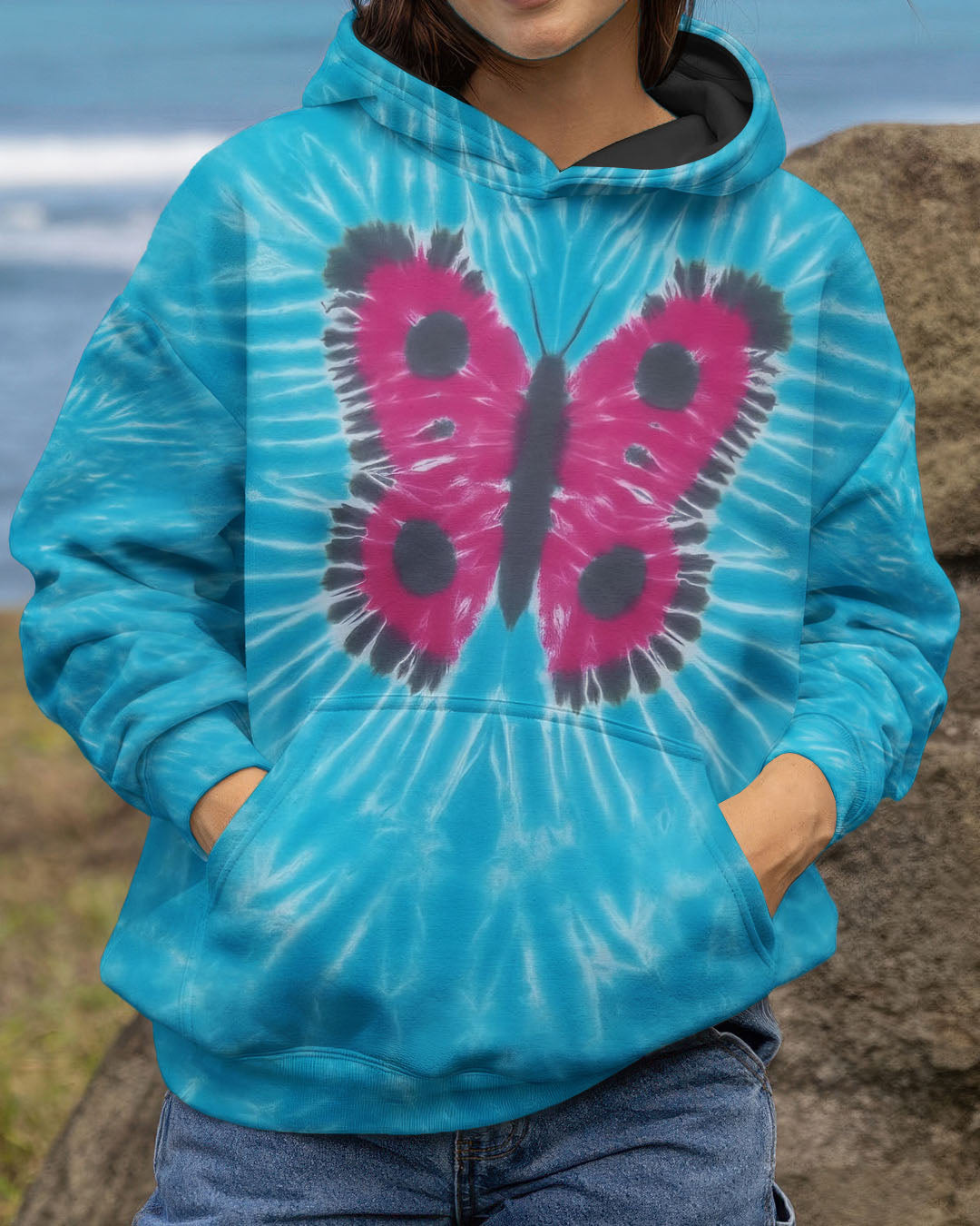 Butterfly Tie Dye Hoodie Vibrant Colors Clothing Perfect Gift For Sisters