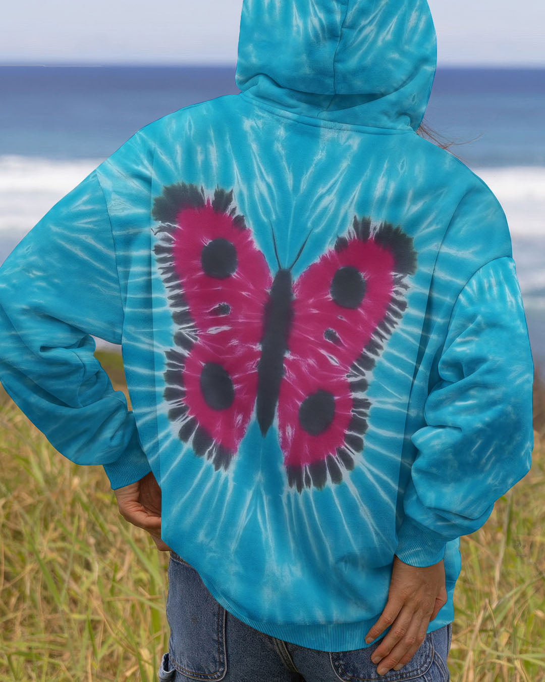 Butterfly Tie Dye Hoodie Vibrant Colors Clothing Perfect Gift For Sisters - Image 2