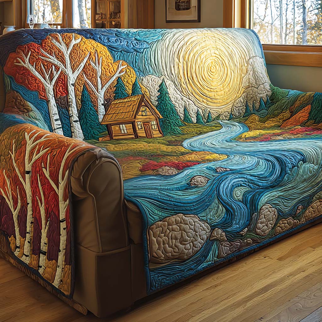 Cabin Stream Quilted Sofa Cover Holiday Living Decorations Cozy Fall Gift Ideas