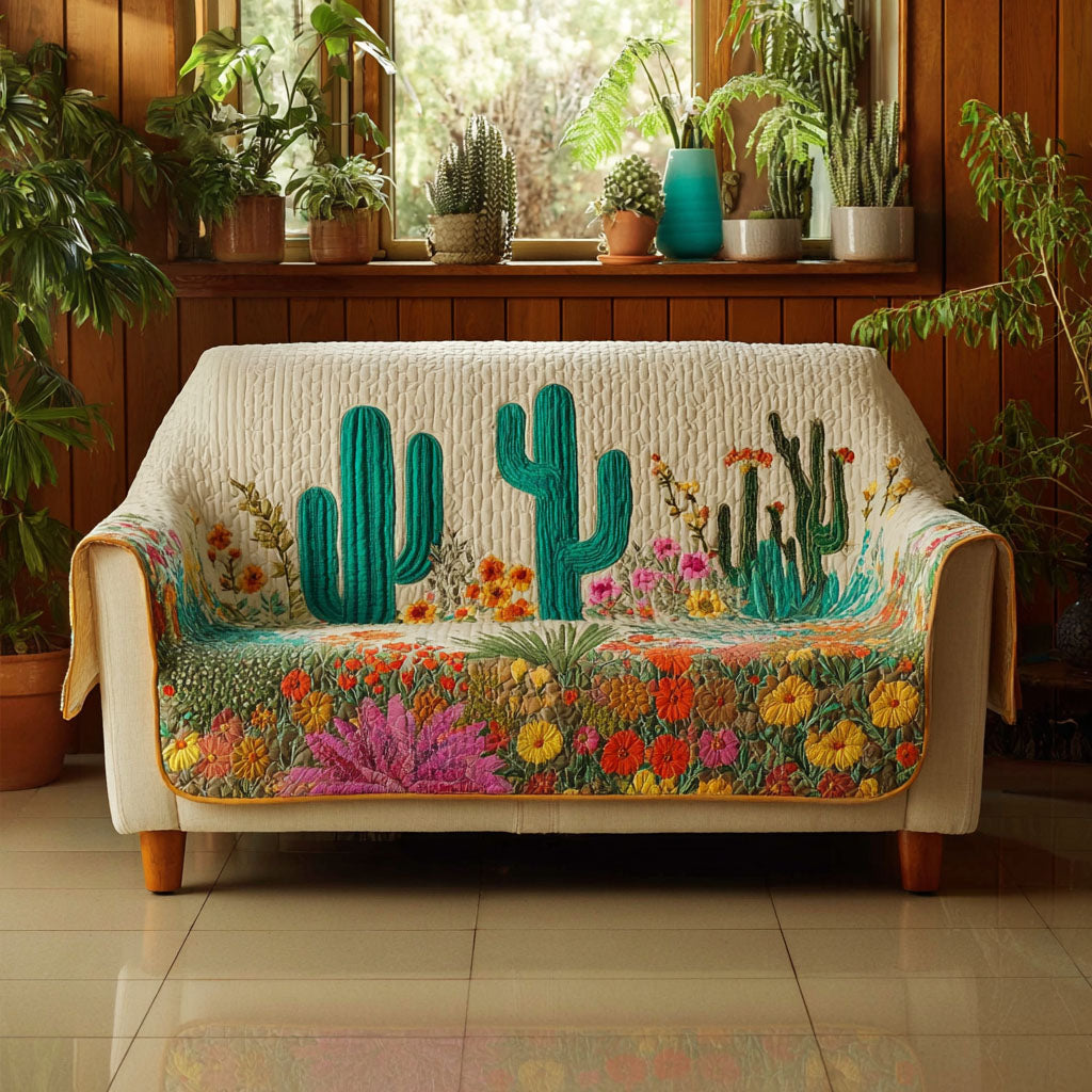 Cactus Bloom Quilted Sofa Cover The Best Slipcovers Best Cactus Related Gifts