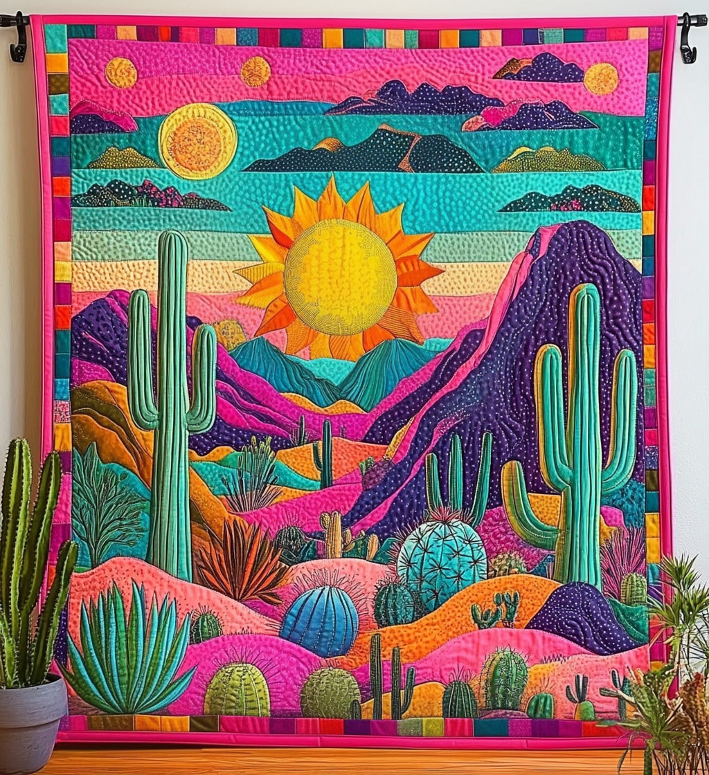 Cactus Comfort Quilted Blanket Boho Bedroom Decor Mother's Day Gifts From Son