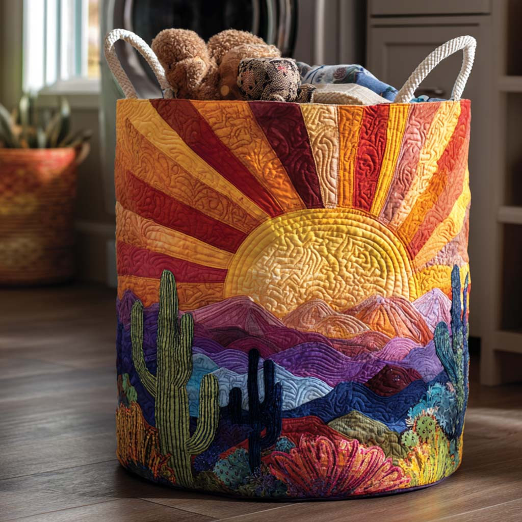 Cactus Dreams Quilted Laundry Basket Premium Quilted Laundry Bin Gift for Every Household