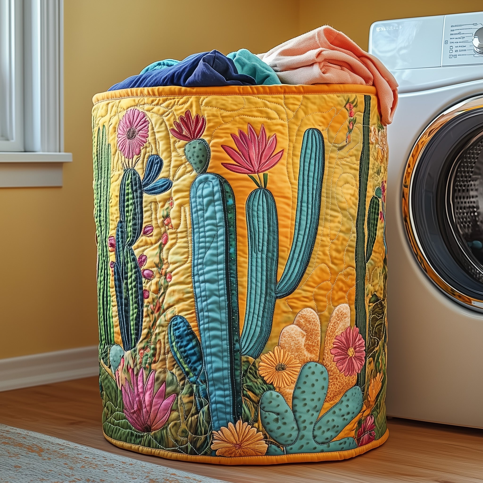 Cactus Heaven Quilted Laundry Basket Best Lovely Nature Present For Cactus Lover