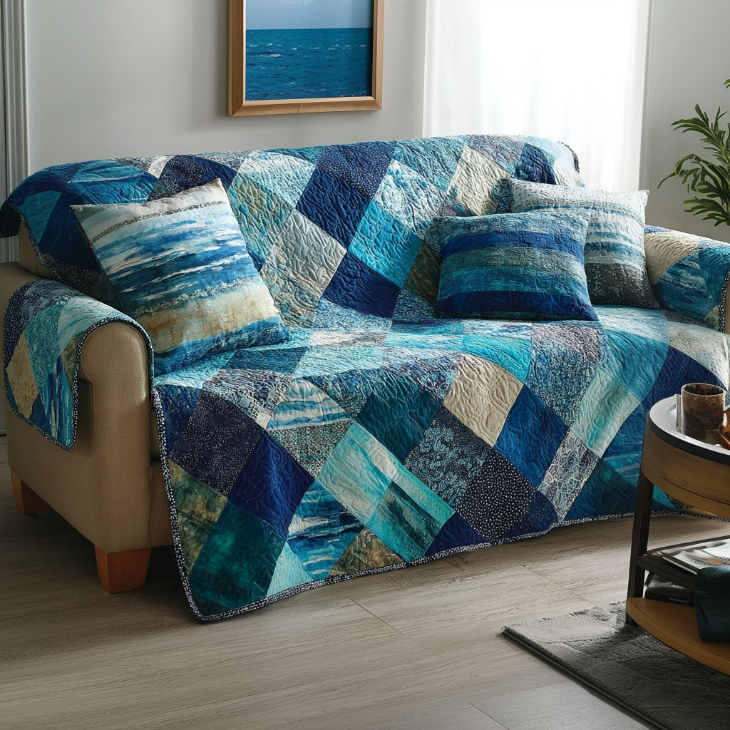 Calm Waters Quilted Sofa Cover Home Decor Christmas Gifts For Beach Lovers