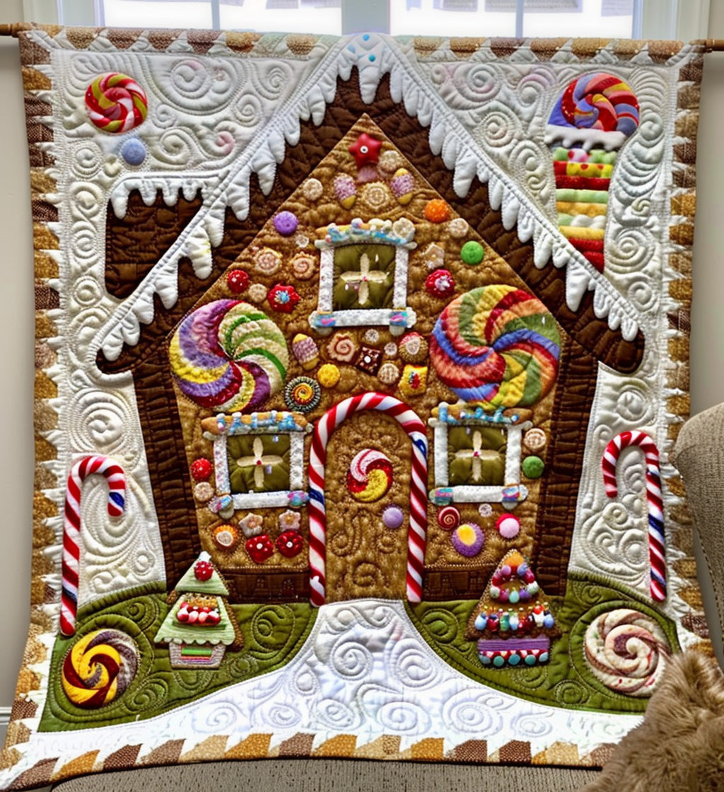 Candy Cane Lane Quilted Blanket Bedroom Xmas Decor Grandma Grandpa Christmas Gifts