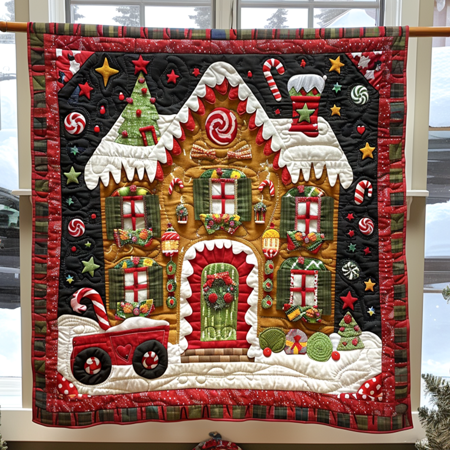 Candy Wonderland Quilted Blanket Christmas Bed Decor Ideas Unique Christmas Gifts