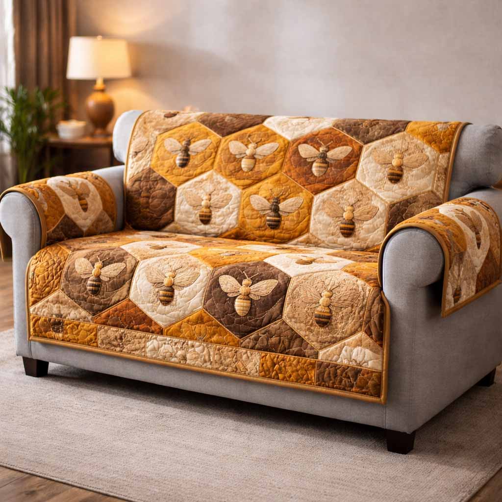 Caramel Comb Quilted Sofa Cover Good Sofa Covers Bee Items Gifts