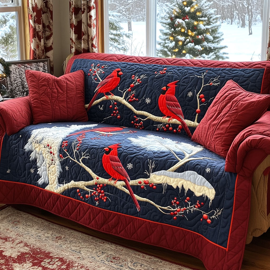 Cardinal Blessing Quilted Sofa Cover Holiday Living Room Decor Red Cardinal Bird Gifts