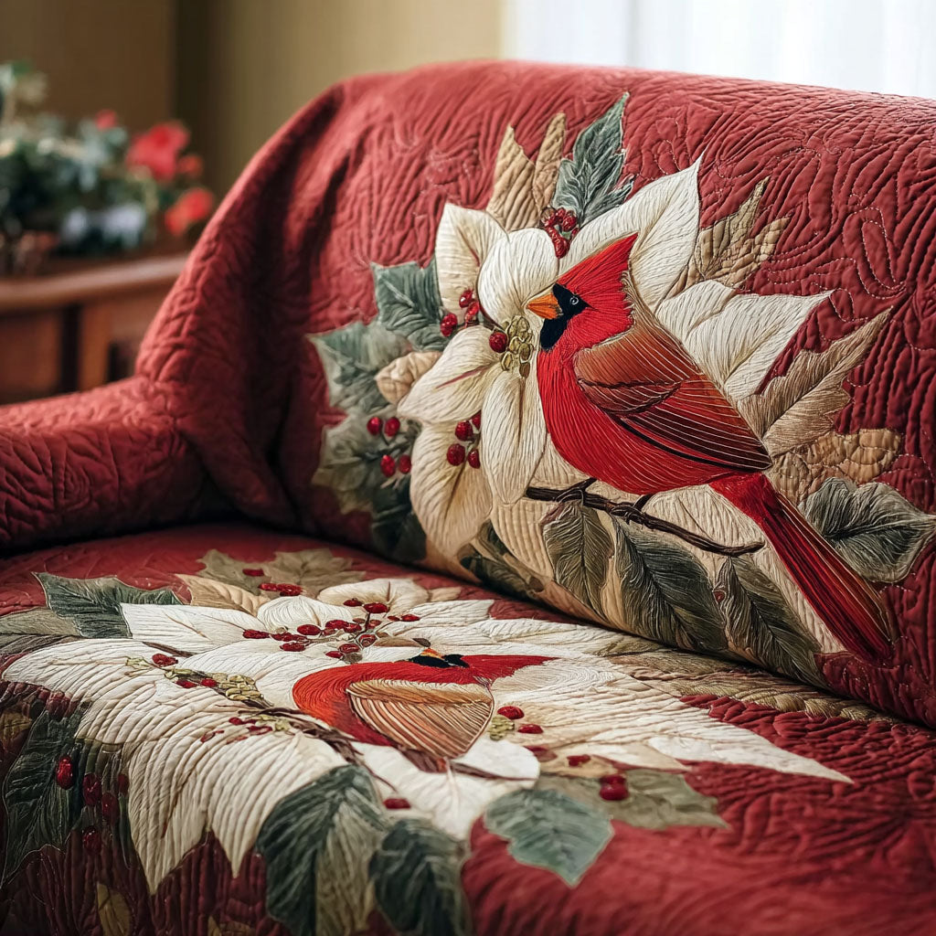 Cardinal Haven Quilted Sofa Cover Christmas Home Decor Unique Cardinal Bird Gifts
