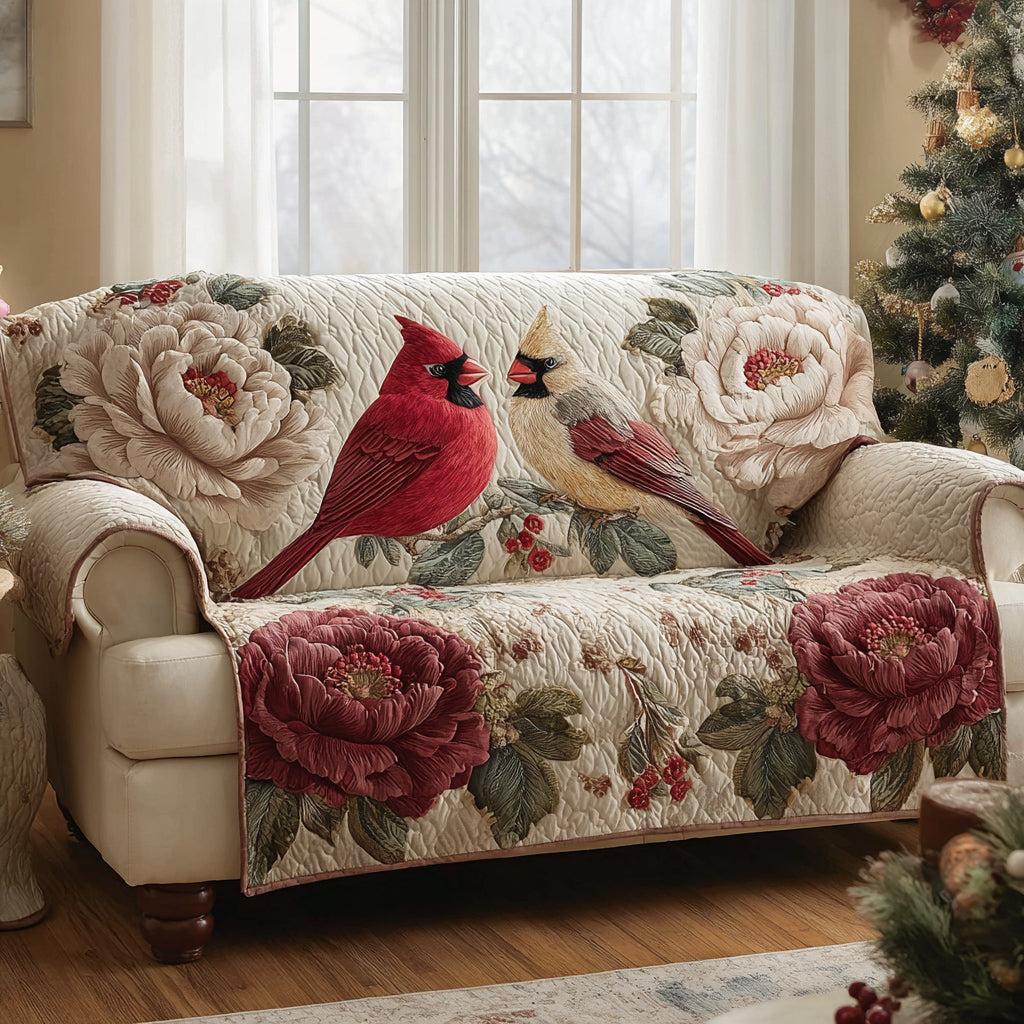 Cardinal Peony Paradise Quilted Sofa Cover Great Couch Covers Cardinal Gifts For Mom