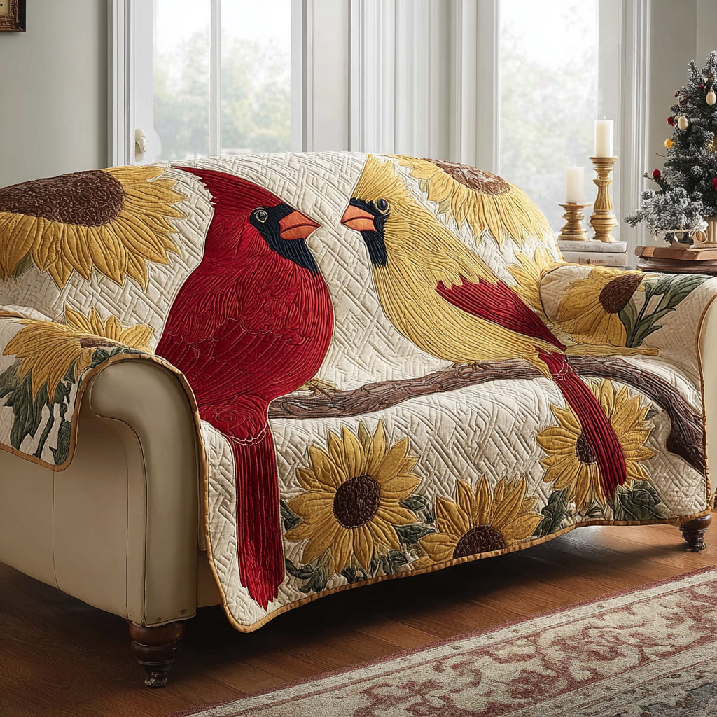 Cardinal Sunflower Serenade Quilted Sofa Cover Family Room Ideas Cardinal Bird Gifts