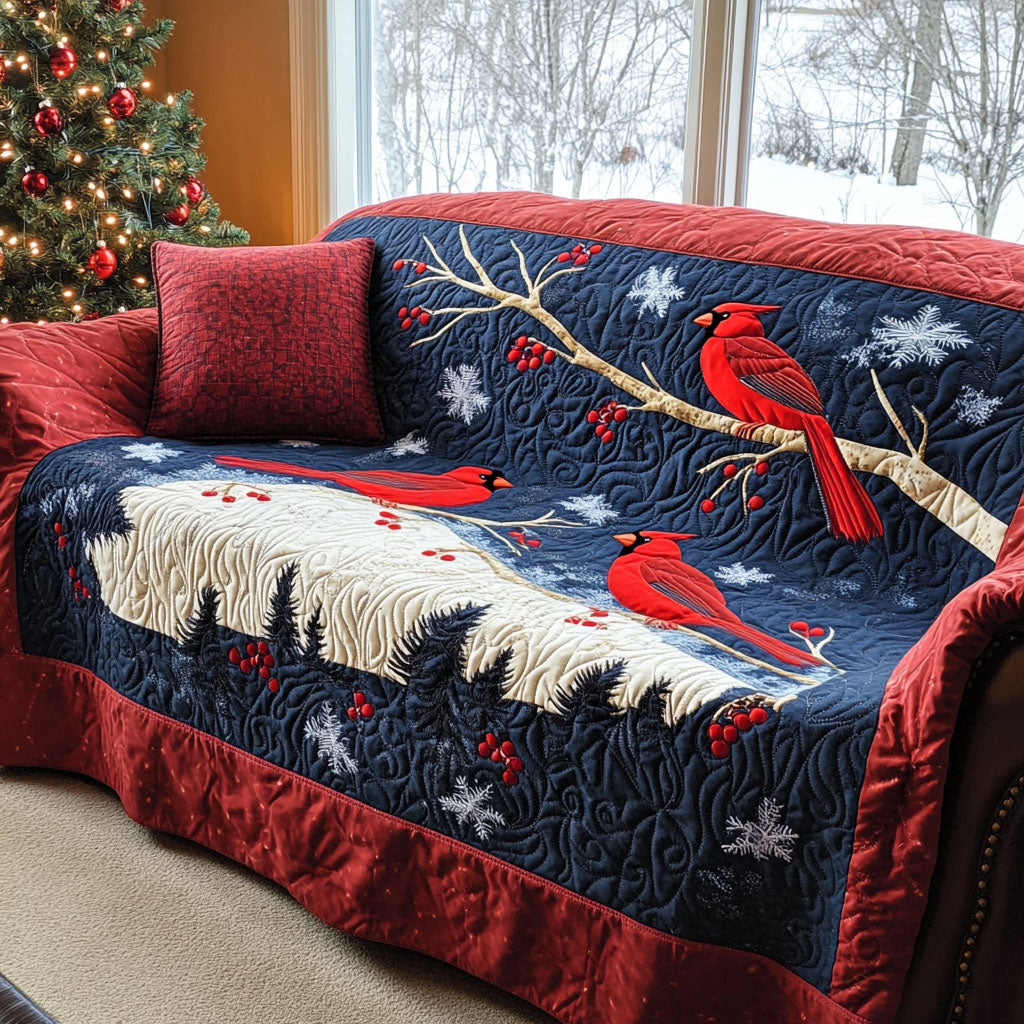 Cardinal Whisper Quilted Sofa Cover Christmas Decorations Indoor Cardinal Gifts For Dad