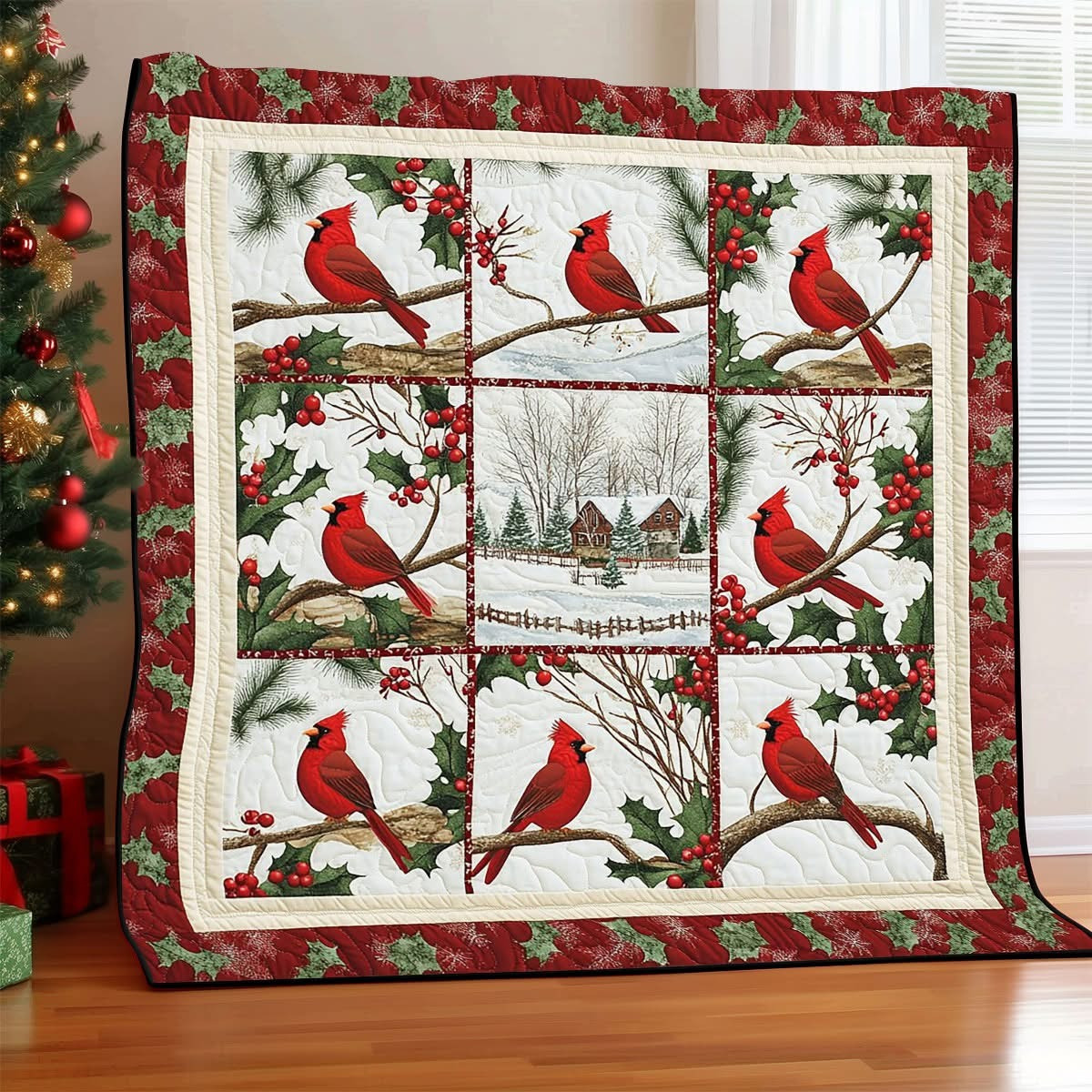 Cardinal Winter Quilted Blanket Christmas Memorial Present Ideas For Your Relatives