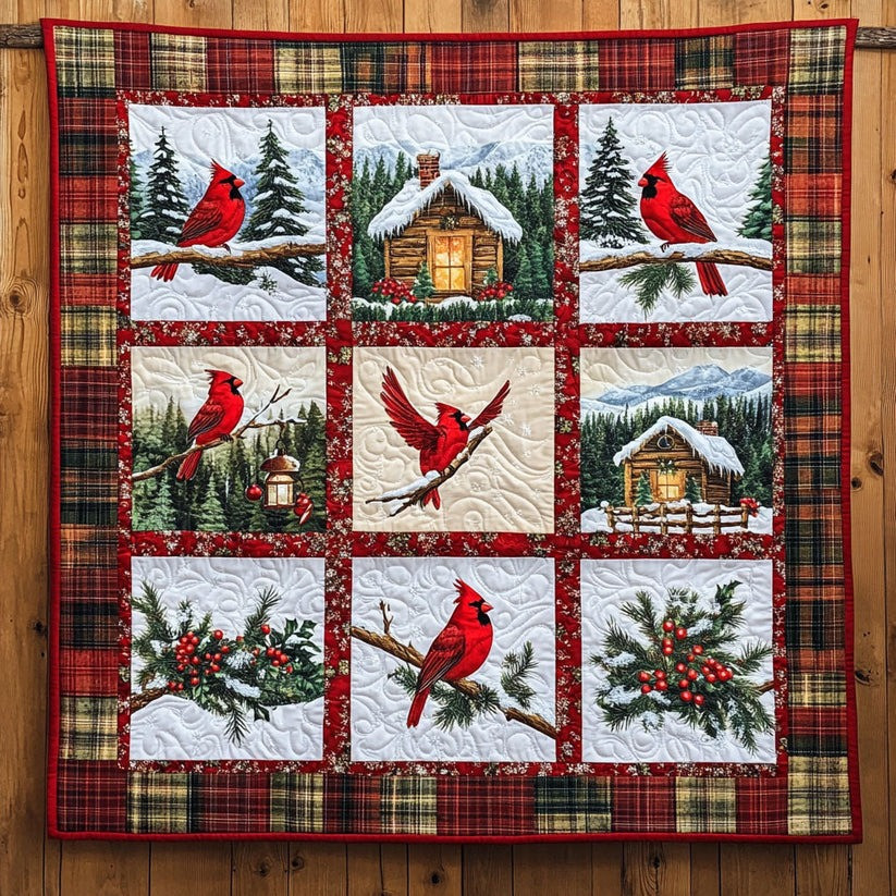 Cardinal Winter Snow Quilt Blanket Red Cardinal Gifts Ideas For Christmas
