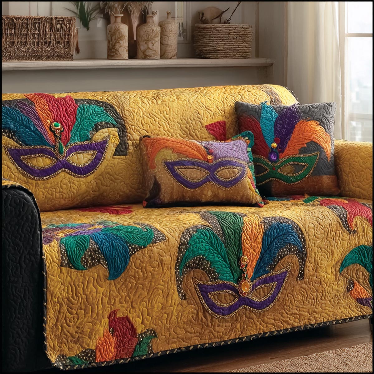 Carnival Spirit Quilted Sofa Cover The Best Sofa Covers Mardi Gras Themed Gifts