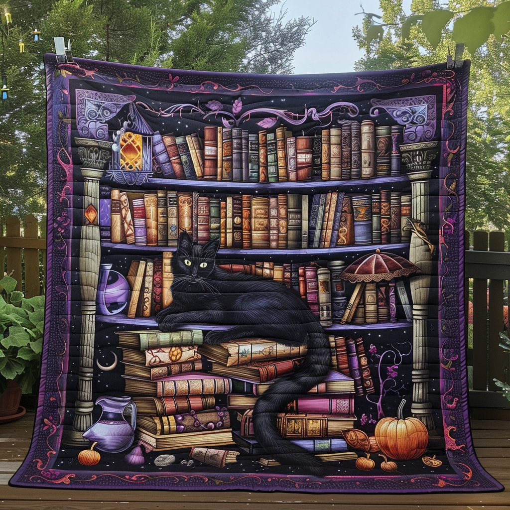 Cat Among Books Quilted Blanket Bedroom Decor Ideas Birthday Presents For Cat Lovers
