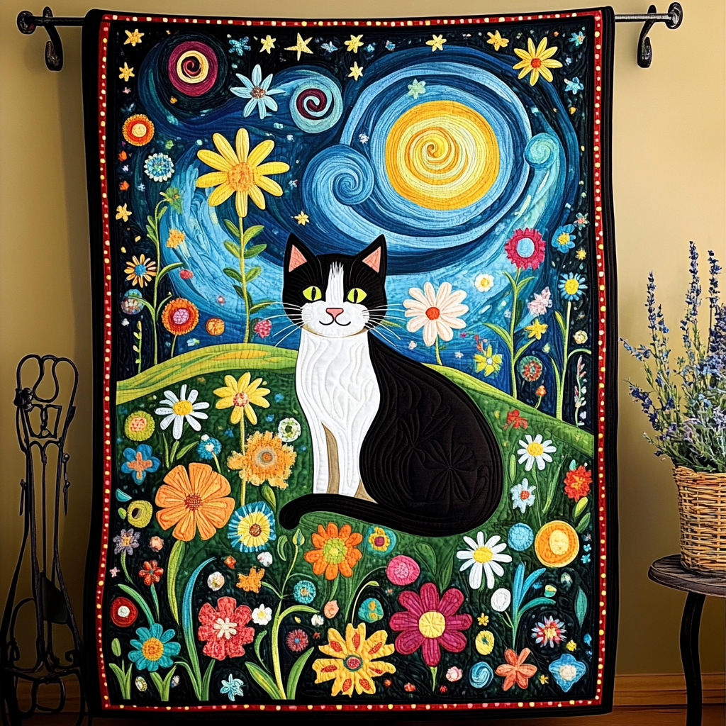 Cat Couture Quilted Blanket Bed Room Art Cat Lady Presents