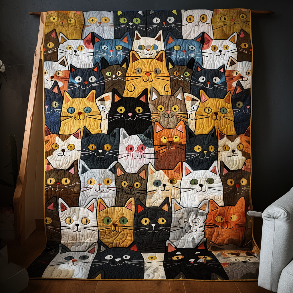 Cat Crowd Quilted Blanket Bedroom Ideas Cat Person Presents
