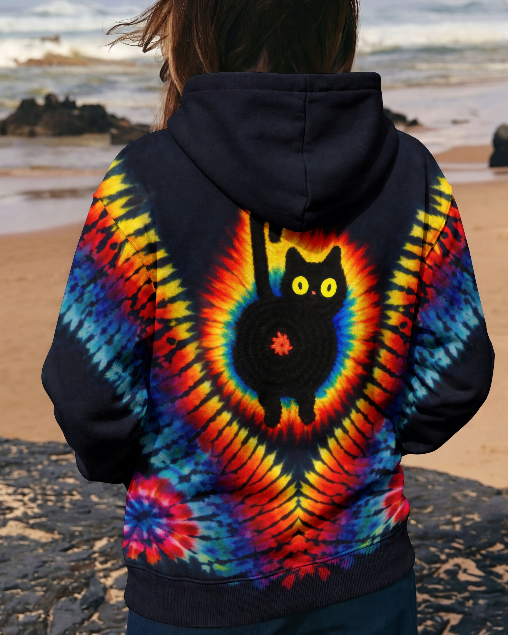 Cat Swirl Tie Dye Zip Hoodie Unique Color Perfect Gift For Mom Lovers Cat - Image 2