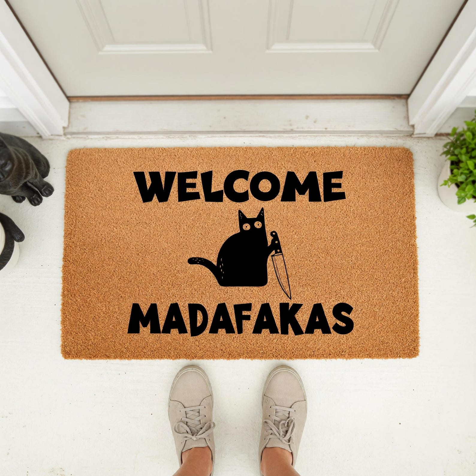 Cat Welcome Madafakas Doormat Funny Welcome Mat Housewarming Gifts For Cat Lovers
