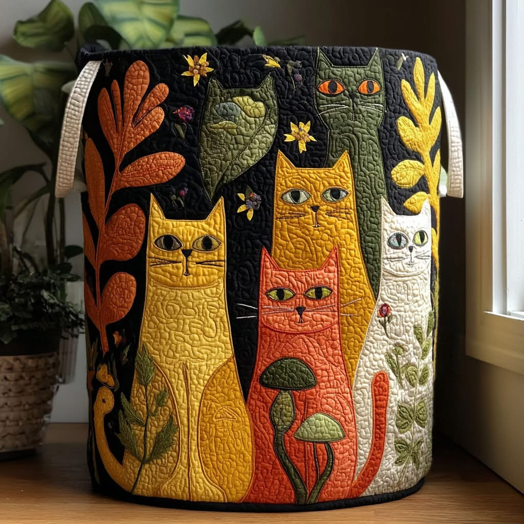 Cat Whispering Woods Quilted Laundry Basket Best Laundry Basket Present Ideas For Cat Lovers