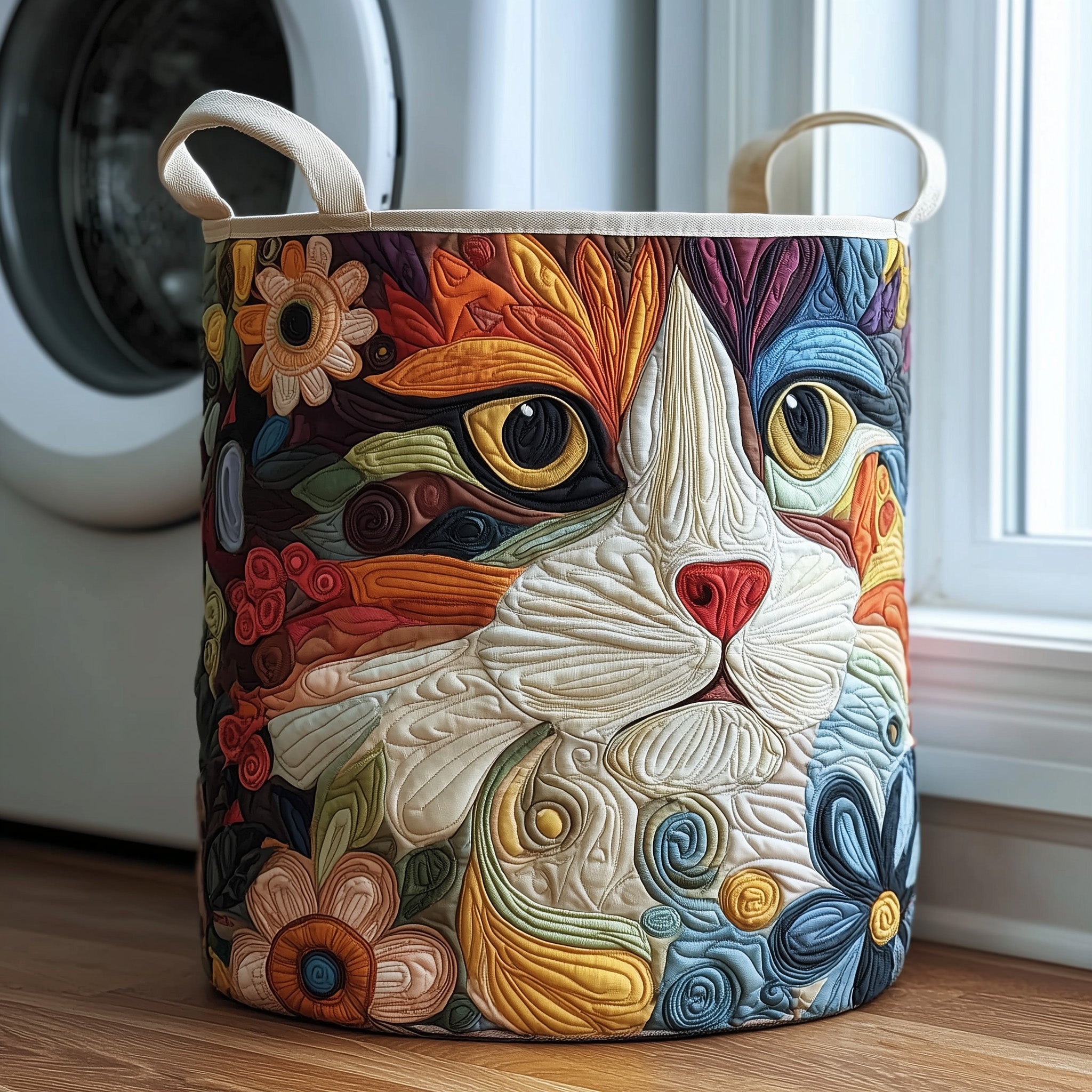 Catitude Quilted Laundry Basket Fabric Clothes Basket Organizer Present For Father