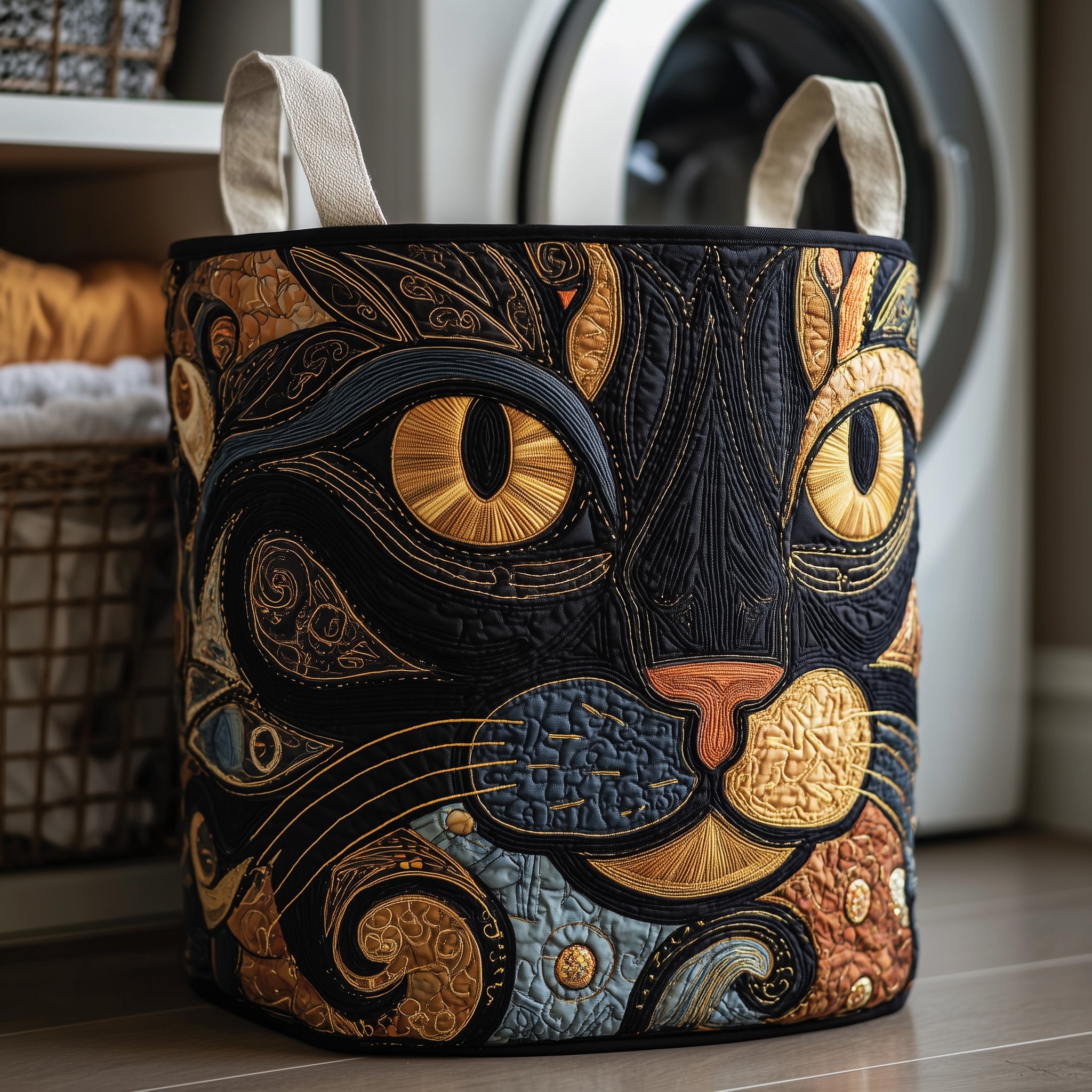 Catitude Quilted Laundry Basket Gorgeous Cat Present For Cat Enthusiasts