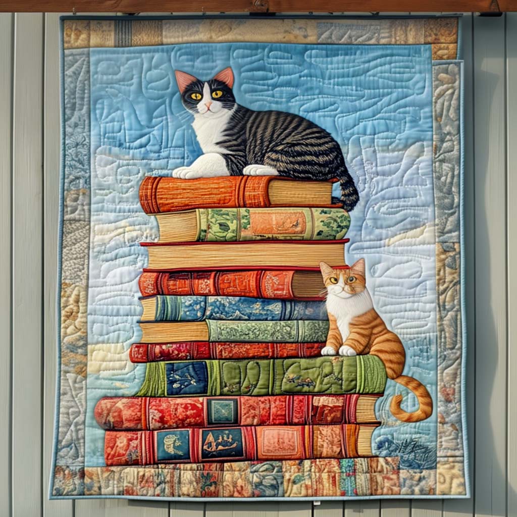 Cats Among Classics Quilted Blanket Quilt Comforter Sets Best Gifts For Book Readers