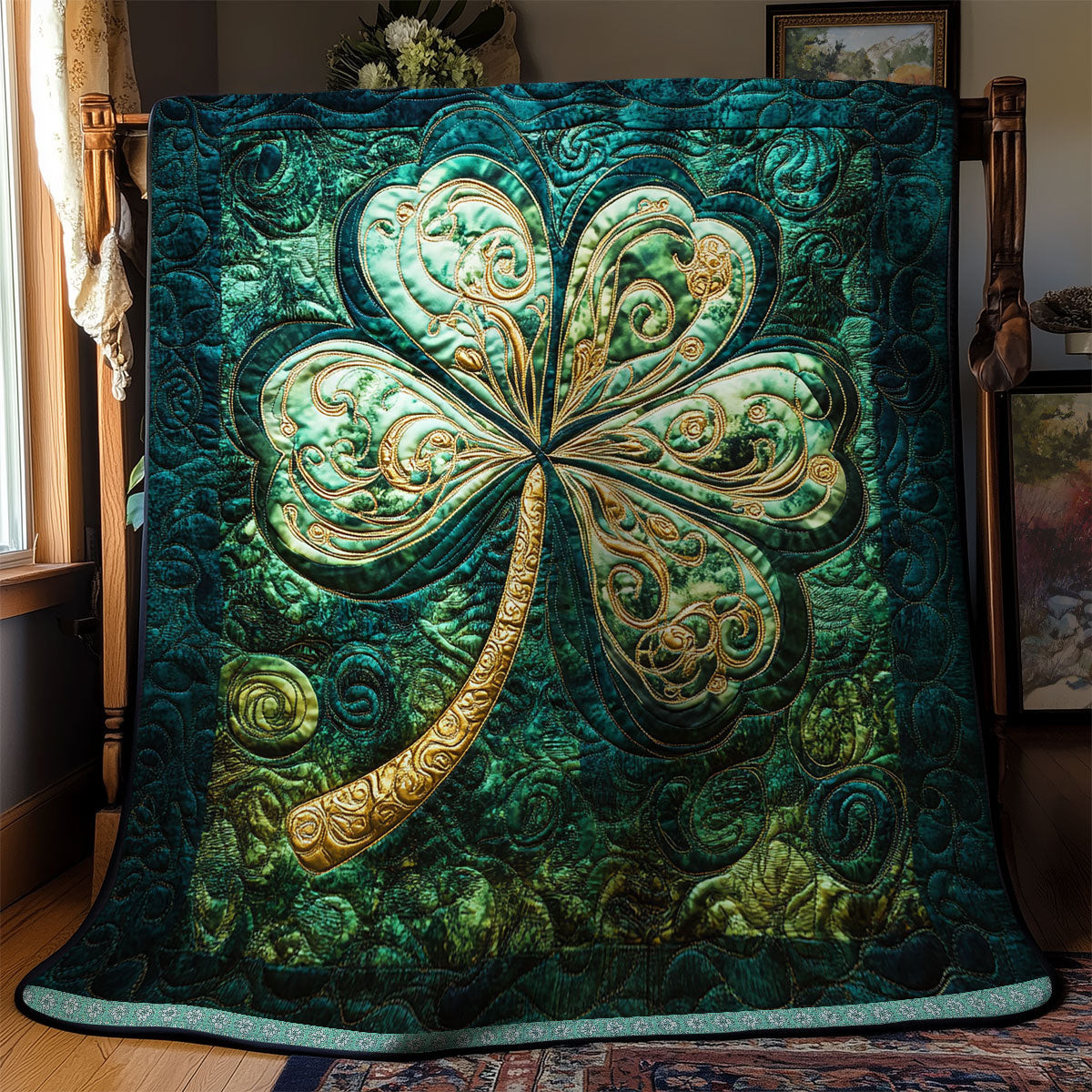 Celtic Clover Glow Quilt Blanket Cute Soft Blanket St Patrick'S Day Present Ideas