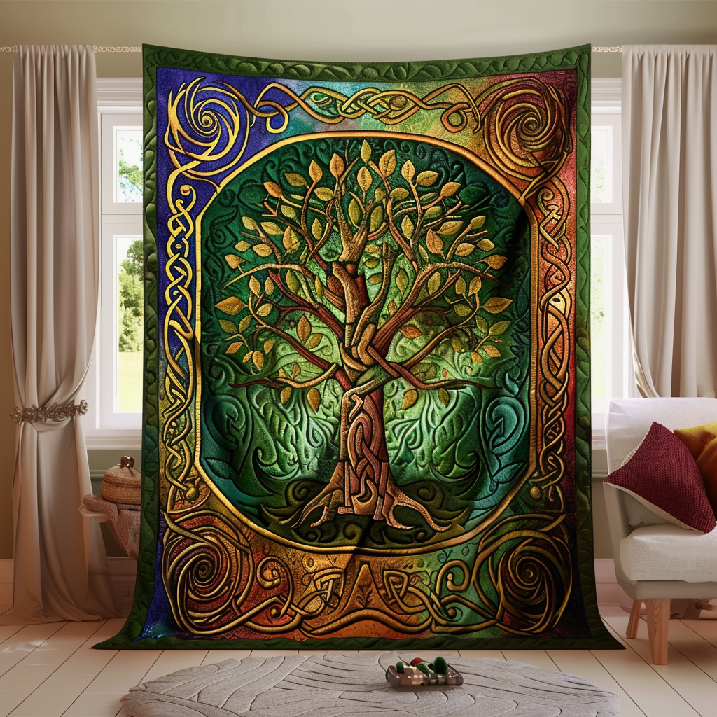 Celtic Heritage Tree of Life Quilted Blanket Nice Bedding Sets Tree Of Life Gifts Mother'S Day