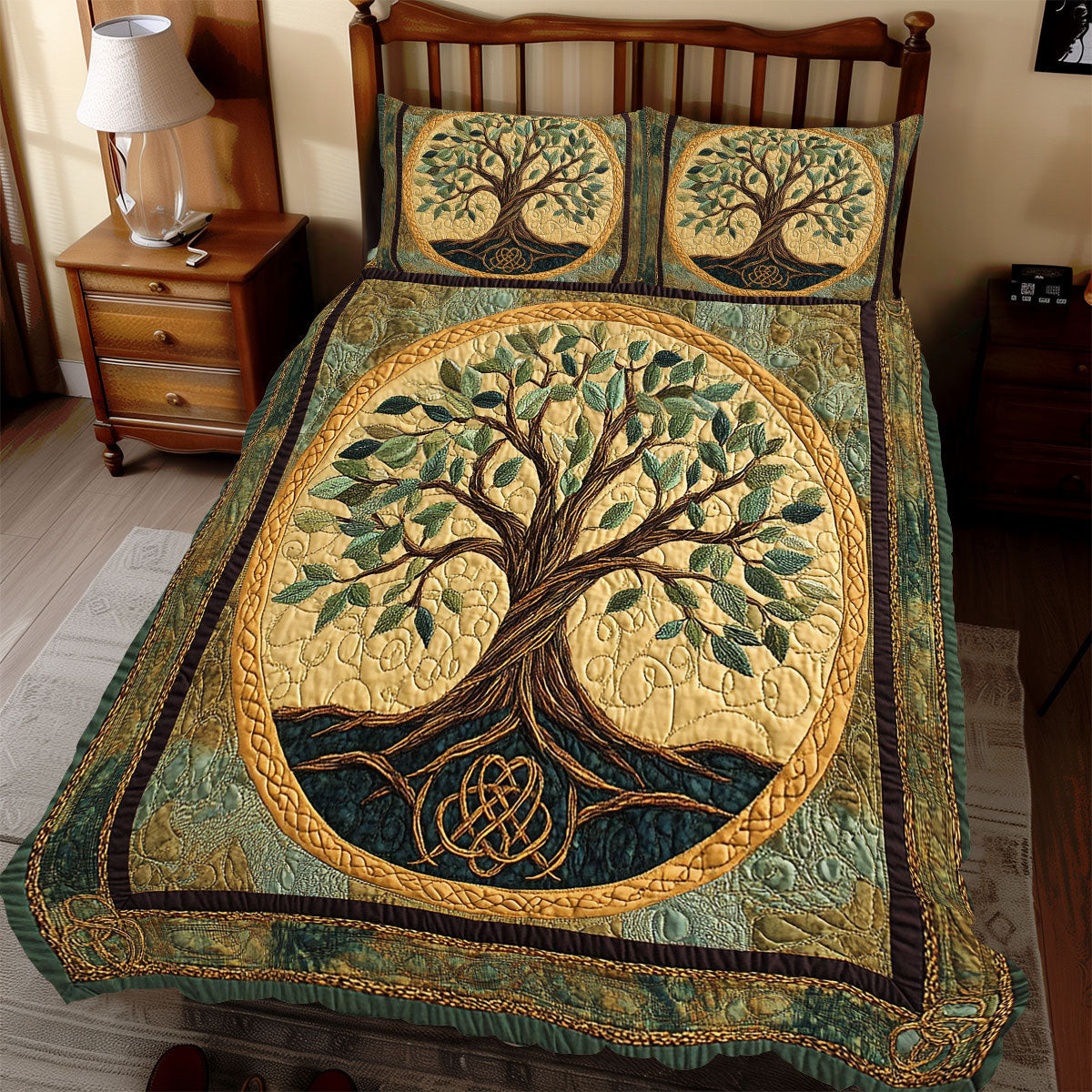 Celtic Tree Duvet Cover Set Quilt Bedding Set Bedspread St Patrick's Day Irish Gifts