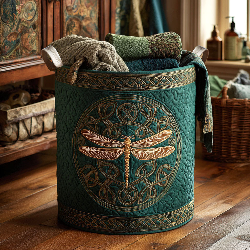 Celtic Winged Grace Quilted Laundry Basket Elegant Home Gift Idea with Quilted Laundry Hamper