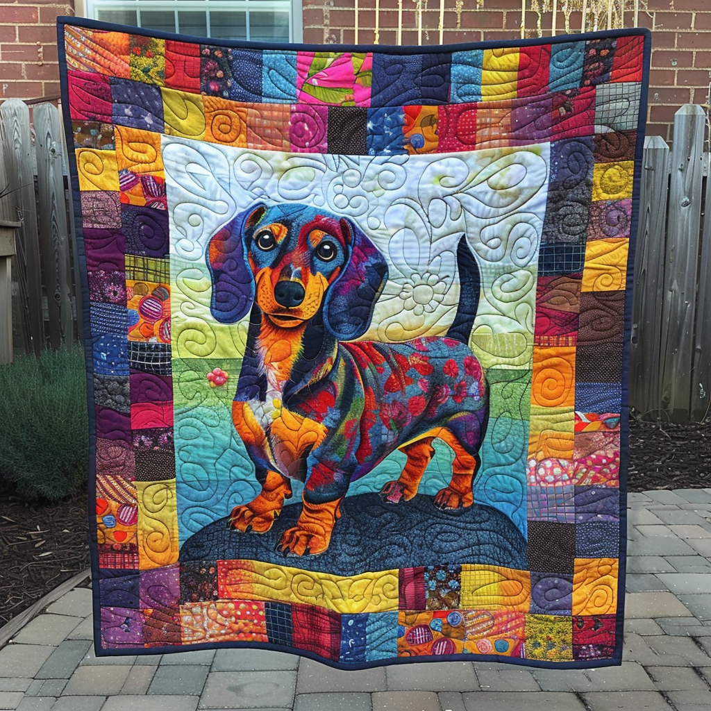 Charming Dashie Quilted Blanket Bed Decor Sausage Dog Christmas Presents