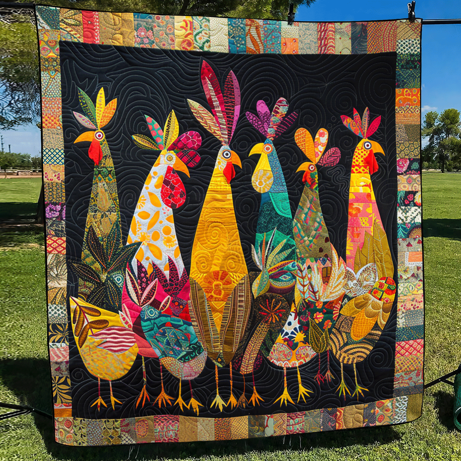 Charming Rooster Quilted Blanket Bedroom Room Decor Chicken Gifts For Him Her