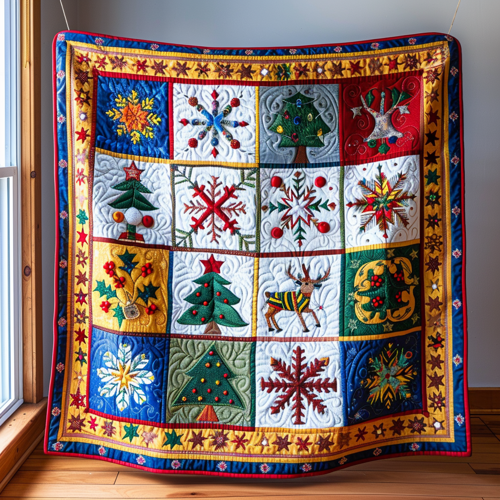 Cheerful Holiday Quilted Blanket Christmas Bed Decor Christmas Gift Ideas For Her