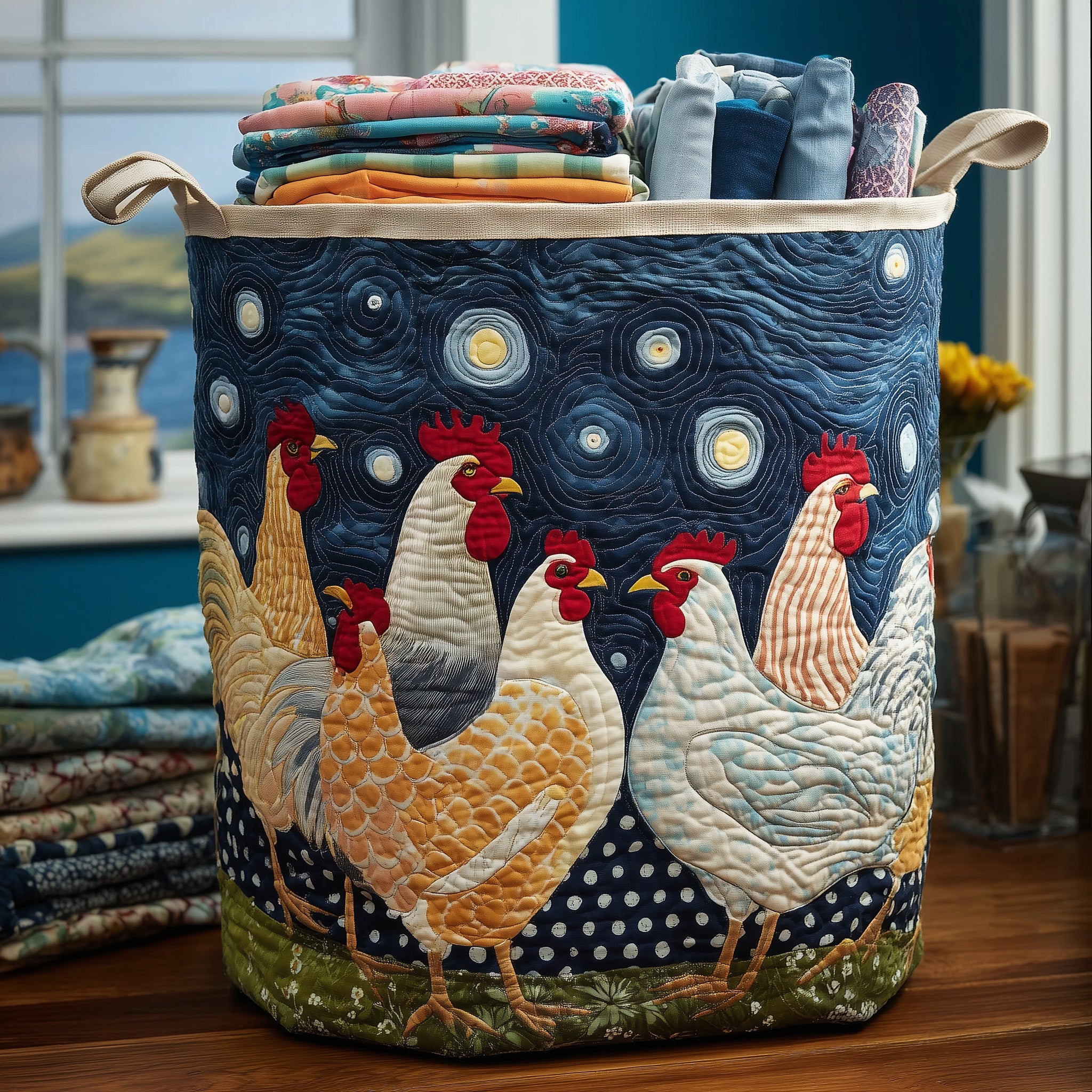 Chicken Dream Quilted Laundry Basket Lovely Present For Mother