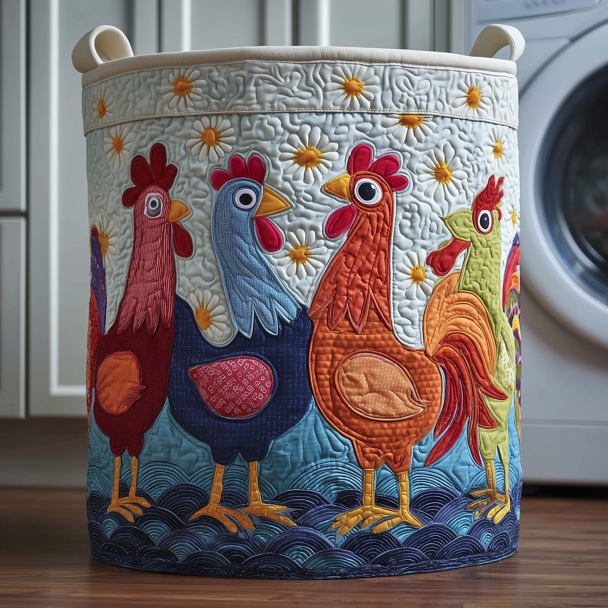 Chickens Daisy Colorful Quilted Laundry Basket Best Laundry Basket Gifts For Chicken Lovers