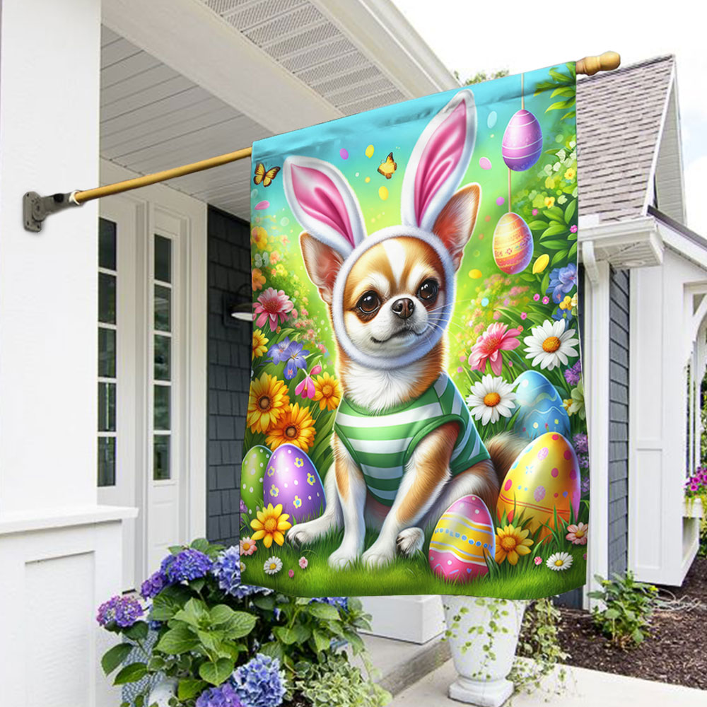 Chihuahua Dog Easter Day Flag Spring Floral Easter Flag Best Gift For Husband