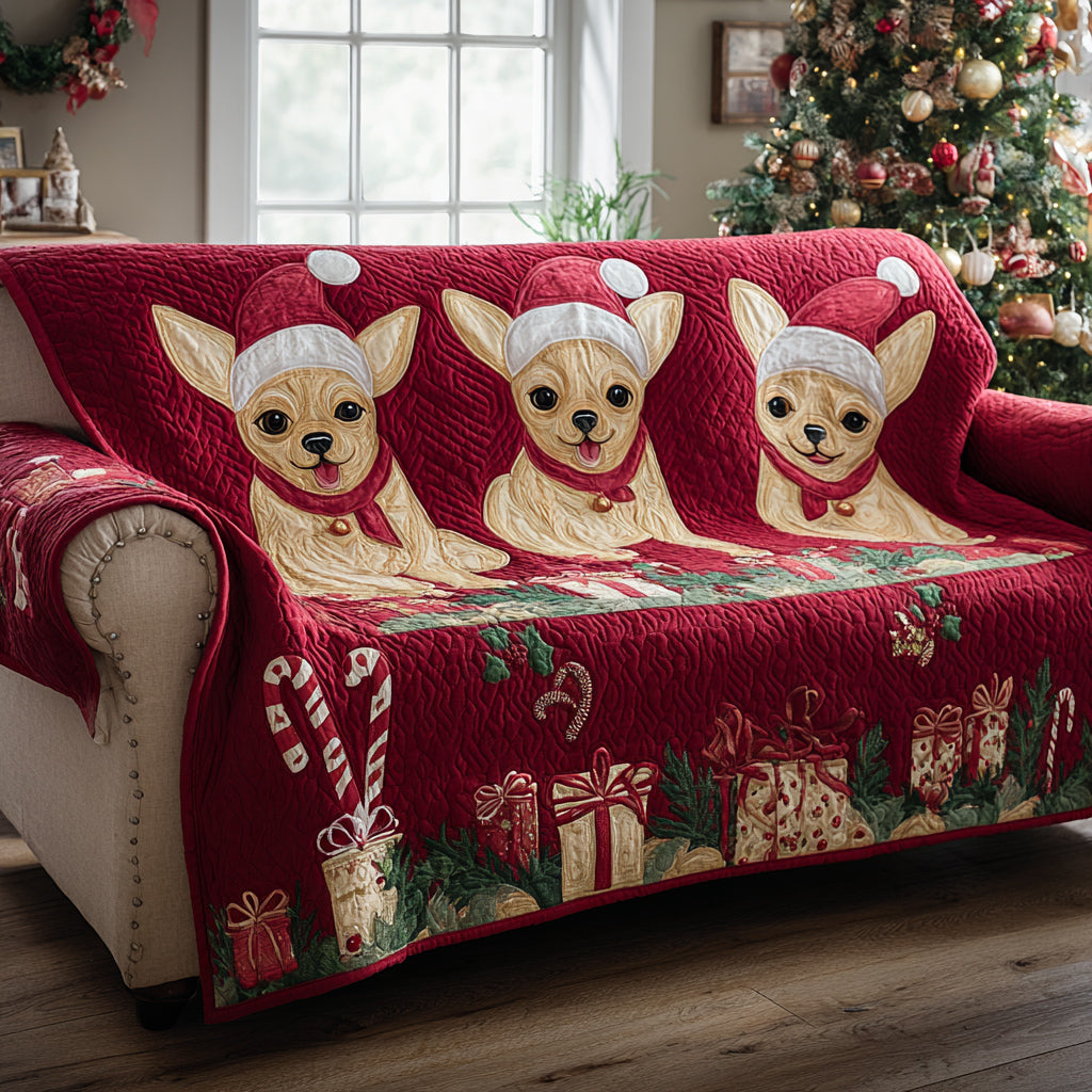 Chihuahua Jolly Quilted Sofa Cover Christmas Decorations Indoor Christmas Presents