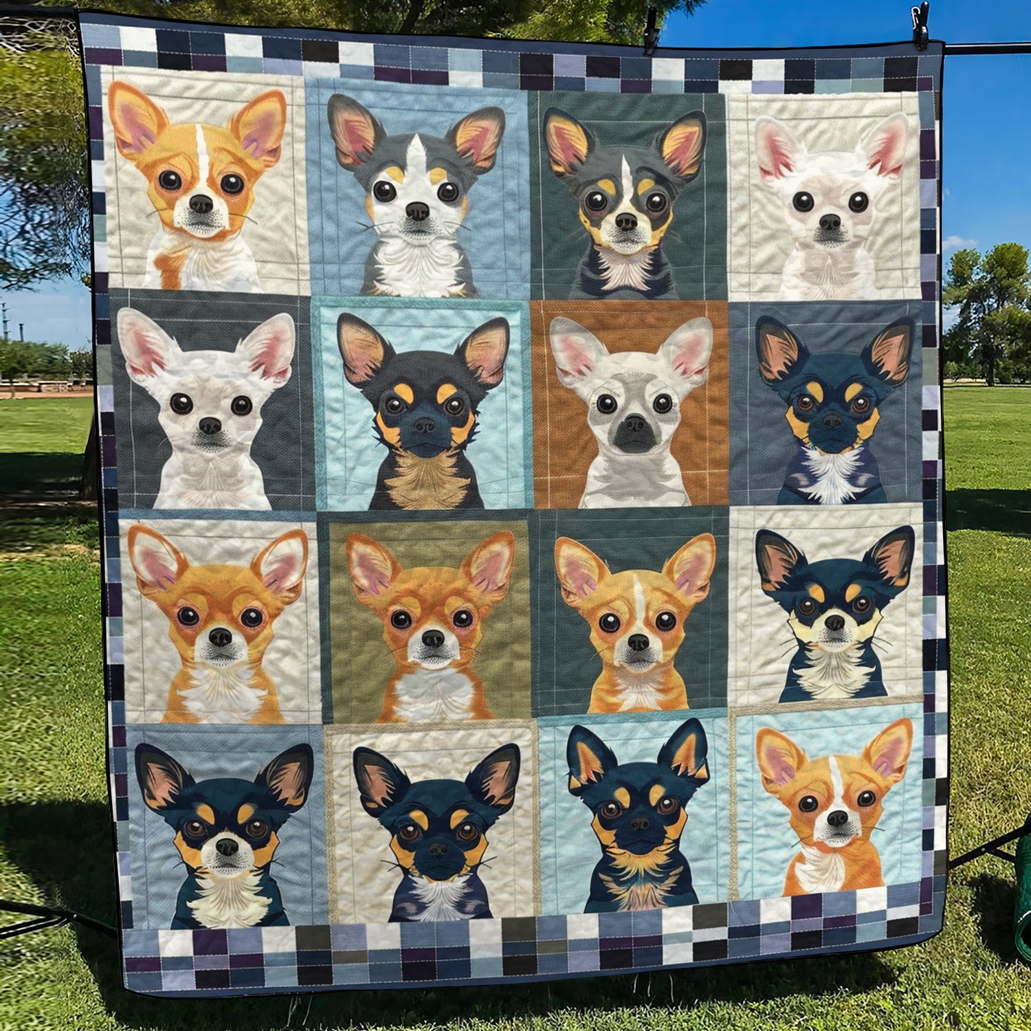 Chihuahua Portraits Quilted Blanket Bed Bedding Set Chihuahua Novelty Items