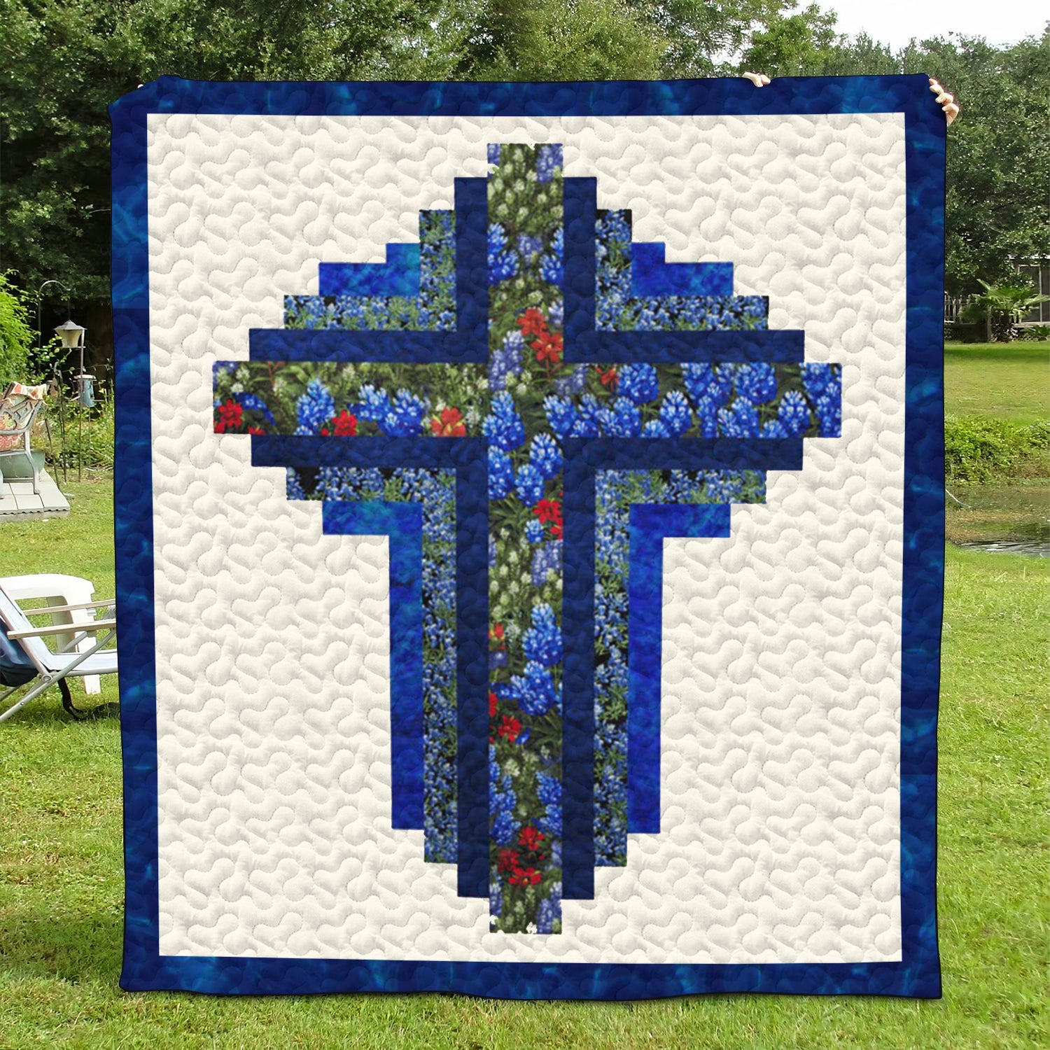 Christian Cross Quilted Blanket Bed Comforter Set Presents For Christians