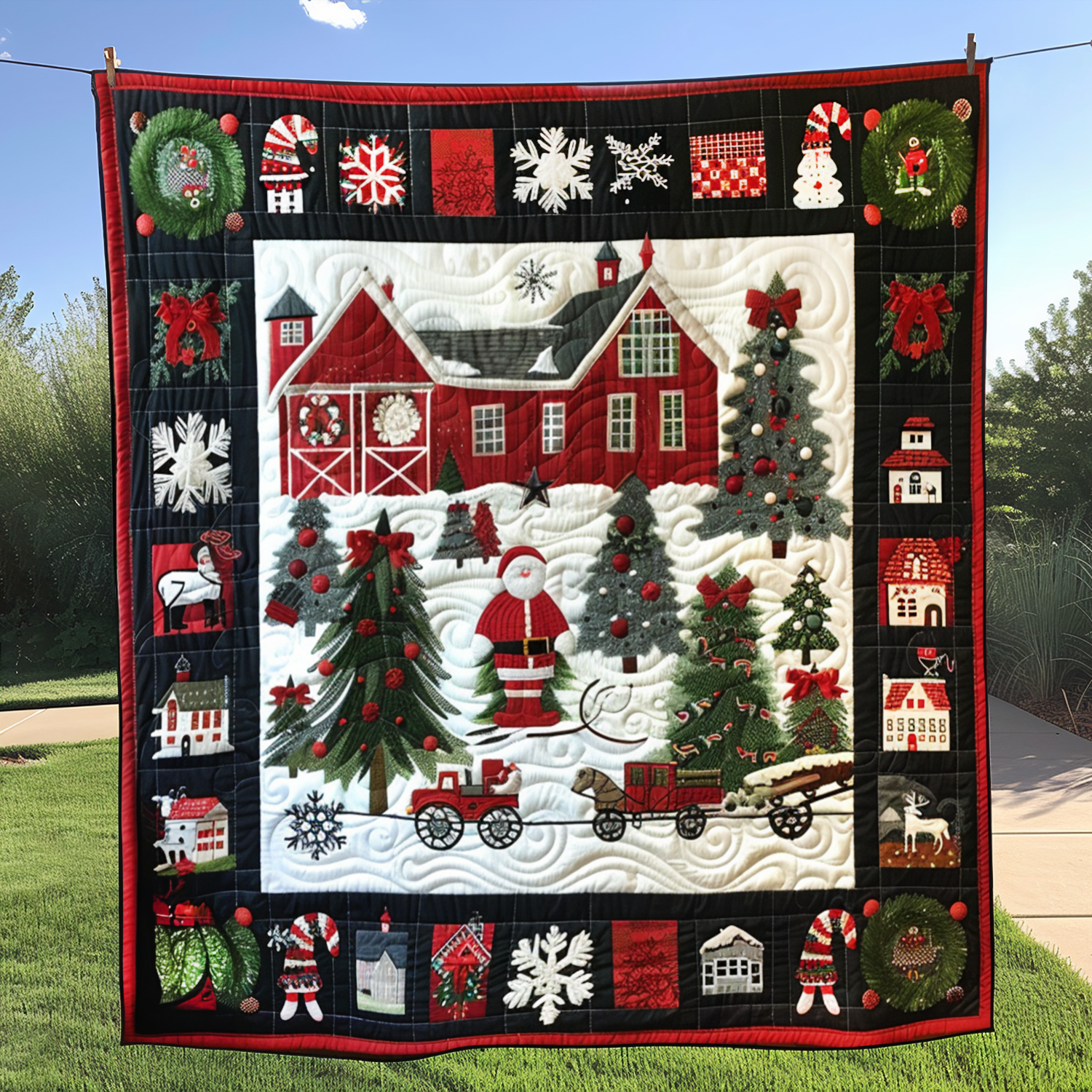 Christmas Barn Quilted Blanket Bed Christmas Decor Christmas Gift Ideas For Dad