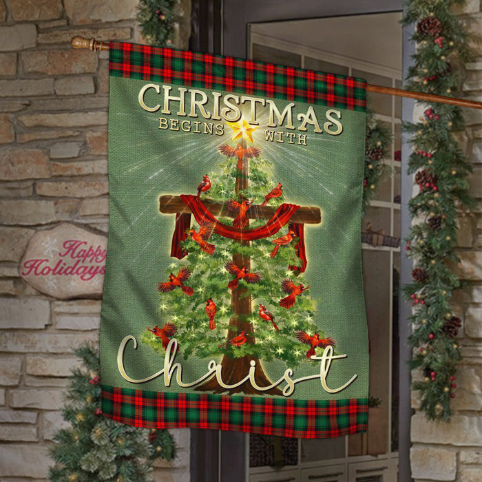 Christmas Begins With Christ Christmas Flag Outside Home Decor Gifts For Believers - Image 2