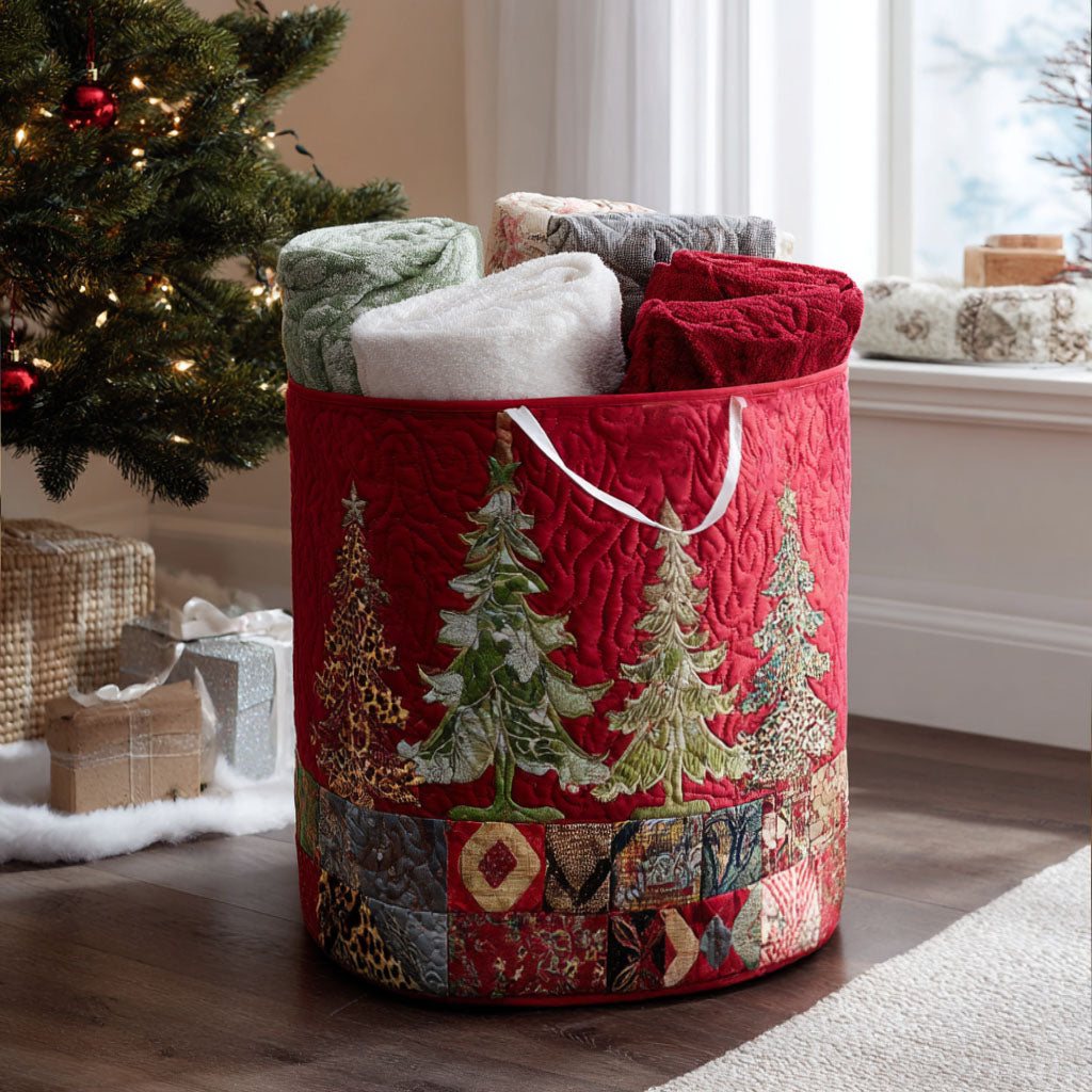 Christmas Cheer Quilted Laundry Basket Cozy Quilted Laundry Basket Gift for New Homeowners
