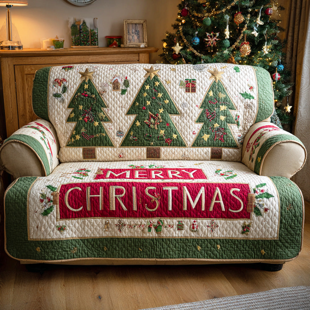 Christmas Dream Lane Quilted Sofa Cover Christmas Living Decor Family Holiday Gifts