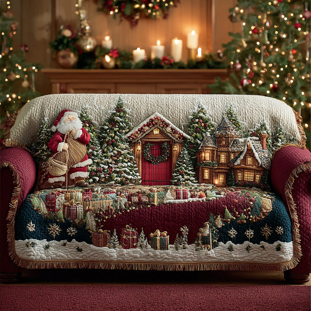 Christmas Frost Realm Quilted Sofa Cover Christmas Couch Decor Christmas Gift Ideas