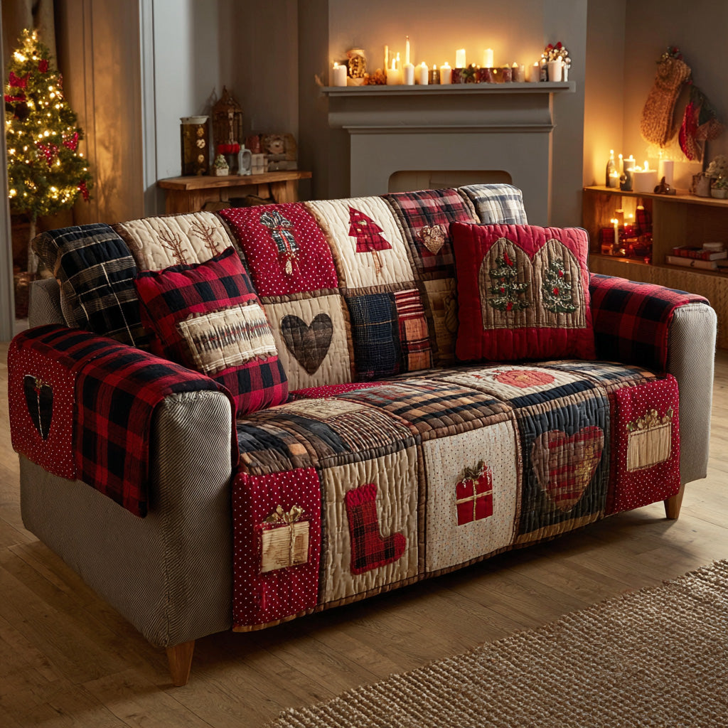Christmas Glow Quilted Sofa Cover Christmas Couch Decor Christmas Gifts For Relatives