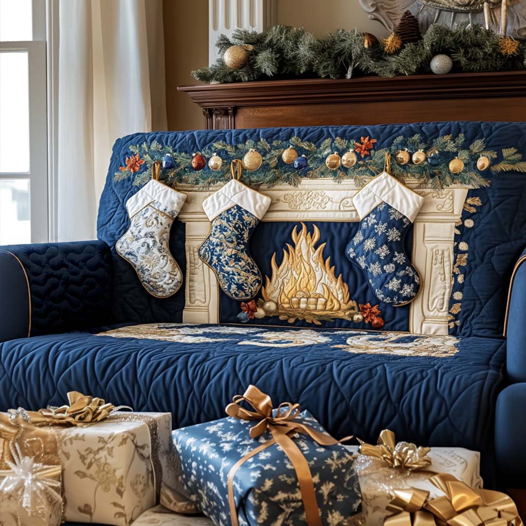 Christmas Hearth Quilted Sofa Cover Living Room Furniture Ideas Christmas Presents For Relatives